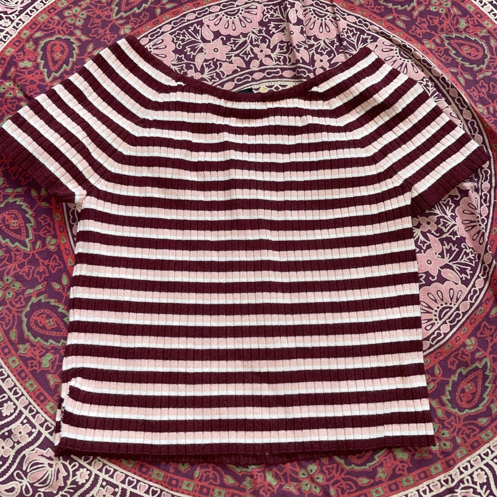 Ripped striped crop top